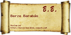 Berze Barabás névjegykártya